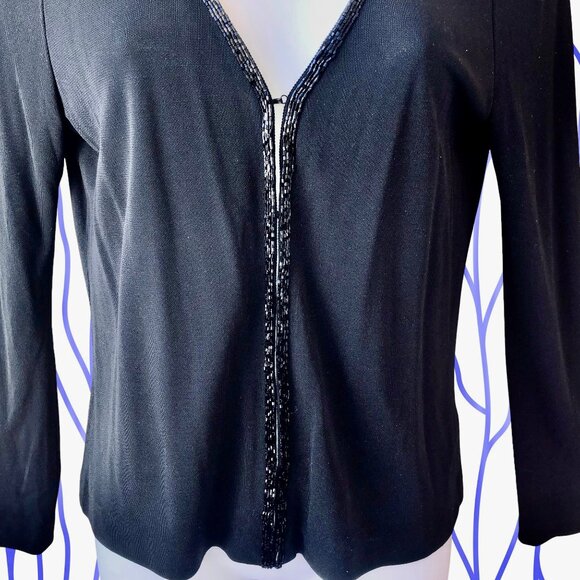 Lauren Ralph Lauren Black Cardigan Sweater BEADS - Picture 14 of 15